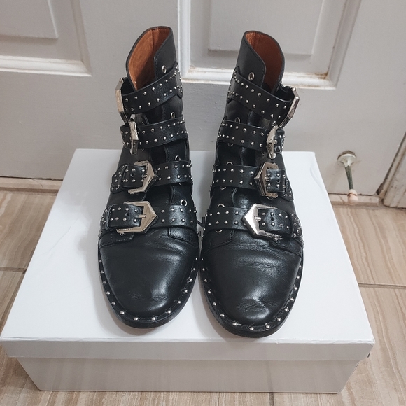 Givenchy Black Prue Studded Buckle Combat Bootie - Picture 6 of 11